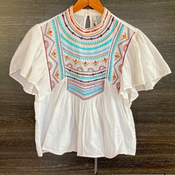 Zara Cotton Boho Embroidered Blouse - Picture 4 of 8